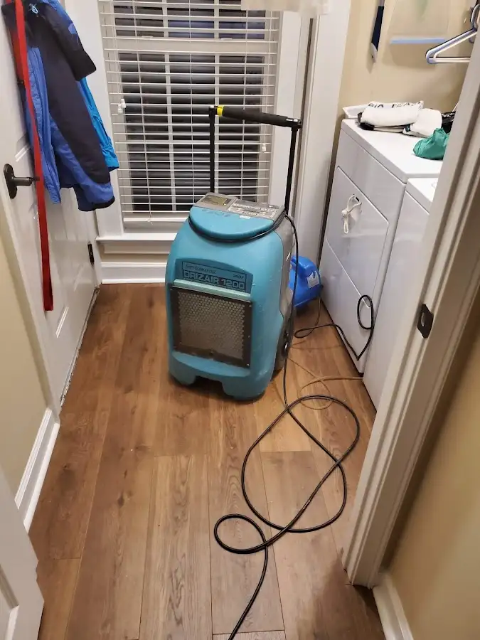 Commercial dehumidifier deployed for Flood Damage Cleanup in New River
