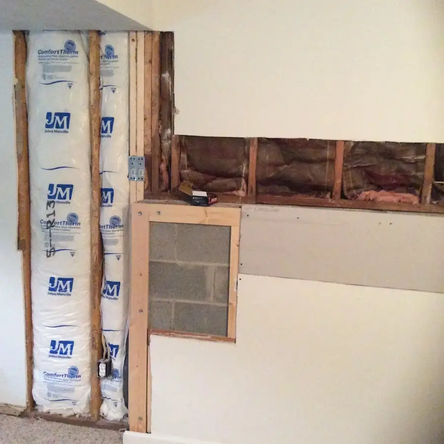 Wall insulation replacement during Basement Flood Cleanup in New River